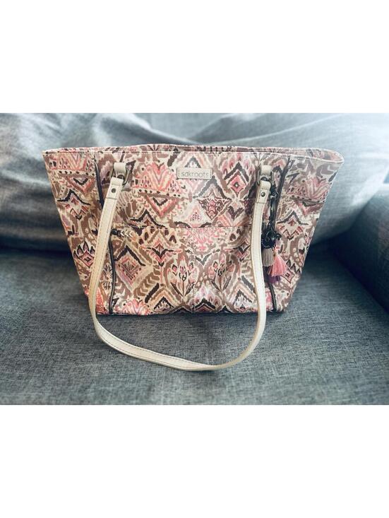 Sakroots Handbags - Sakroots Artist Circle Fawn Brave Aztec Llama Shopper Tote Bag Coated Canvas